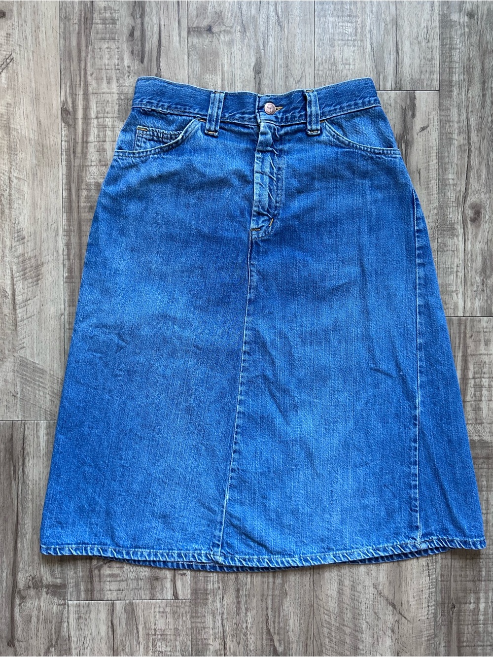 Vintage GWG denim jean midi skirt country stampede cowgirl prairie lagenlook